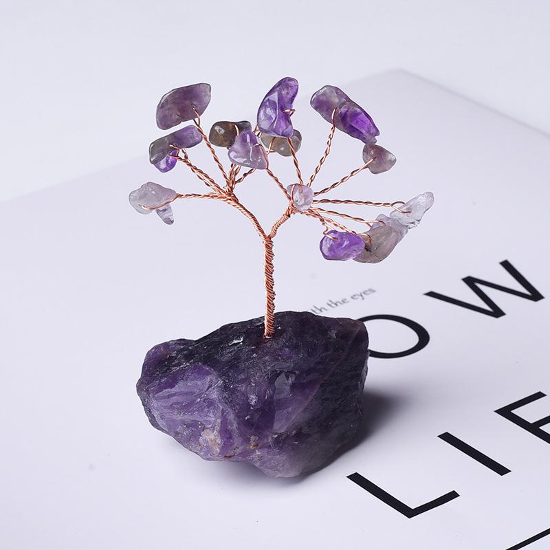 Миниатюрный натуральный драгоценный камень Lucky Tree Base Home Office Desk Living Decor