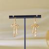 Elegant Simple Bowknot Drop Earrings For Women Korean Design Metal Ribbon Bow Piercing Dangle Earrings Fashion Party Jewelry