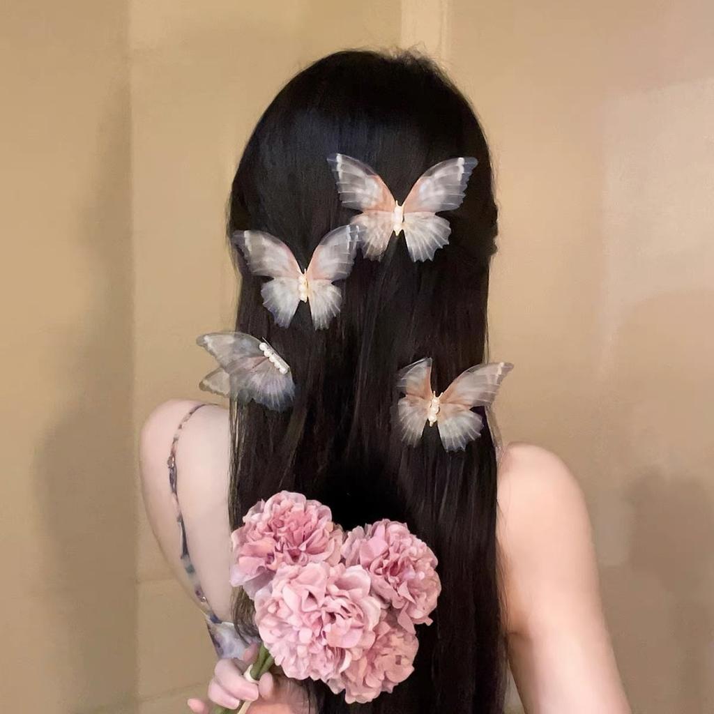 Retro Super Fairy Butterfly Hairpin Female Side Broken Hair Mori Fairy Beauty Hairpin Clip Headgear Hair Accessories Temperament Advanced Sense