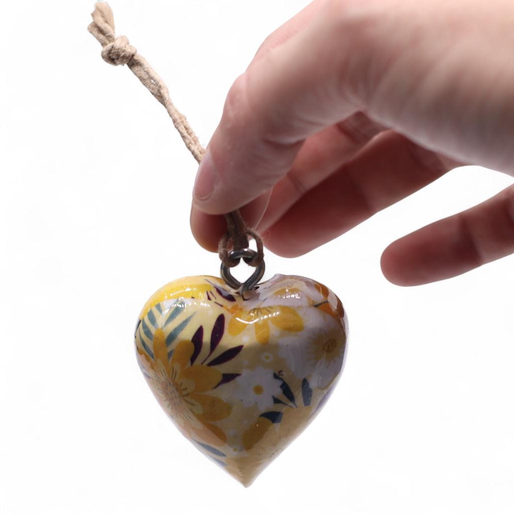 Large Decor Wood Hearts – Yellow Floral
