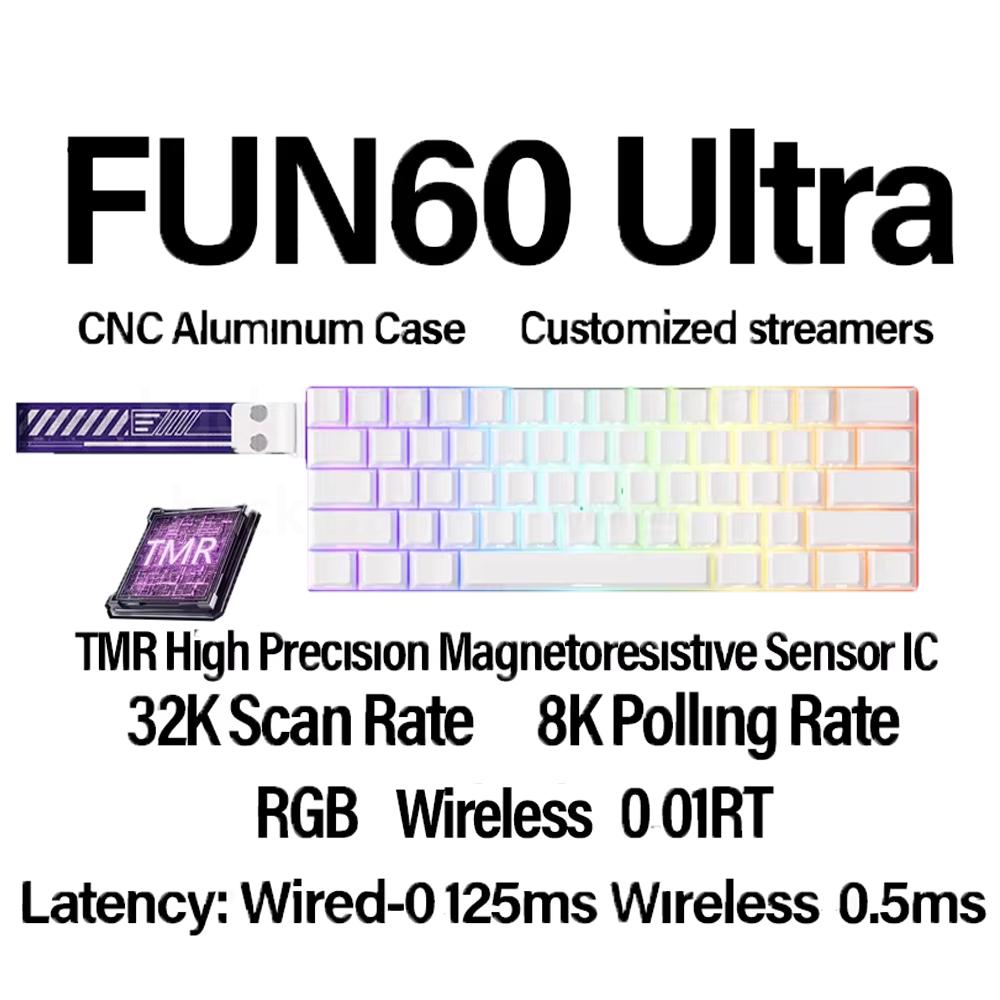 Monsgeek Fun60 Магнитная клавиатура с переключателем Tri Mode Беспроводная механическая клавиатура Custom 8KHz RT0.01 Магнитная клавиатура Аксессуар для ПК