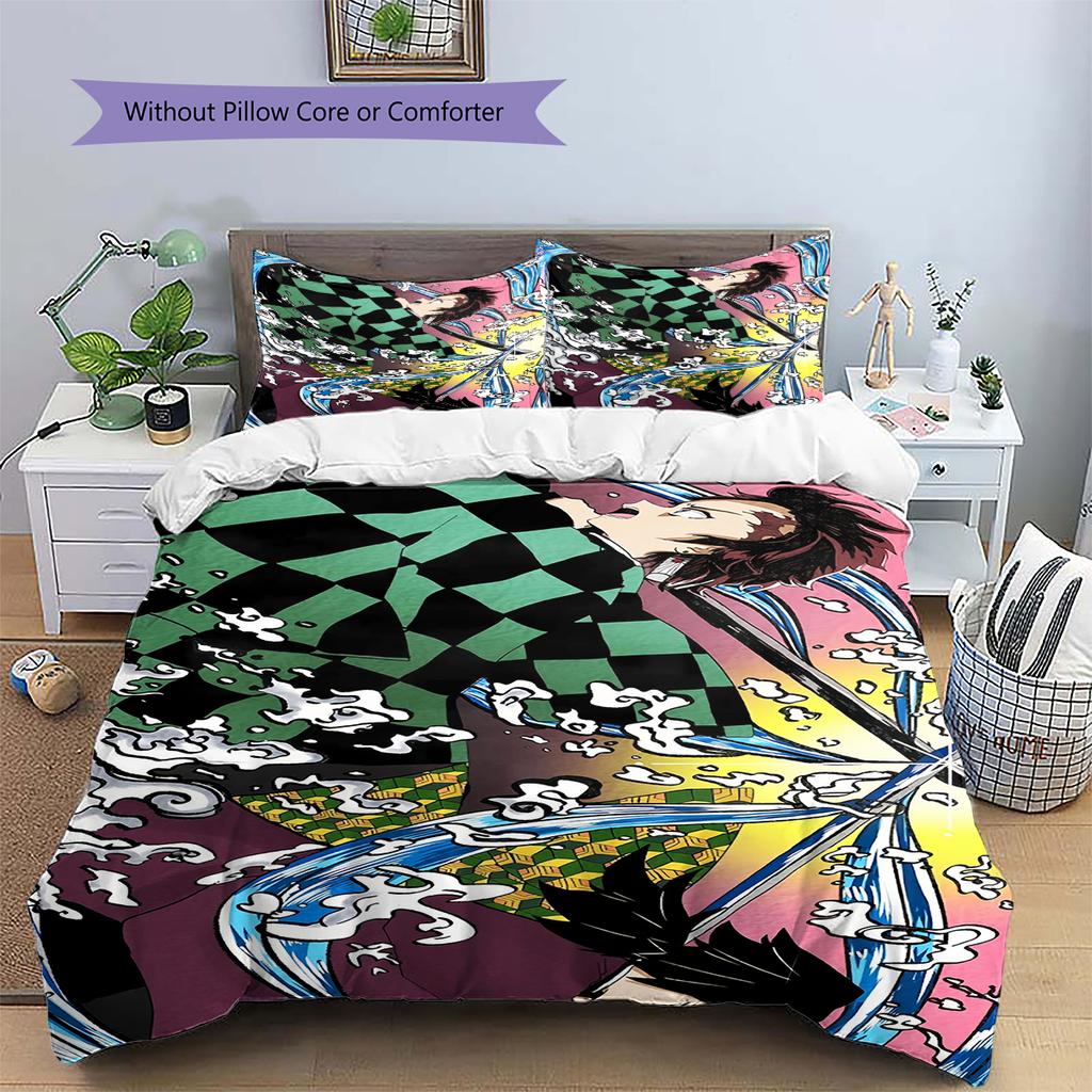Demon Slayer Japanese Style Bedding Set Duvet Cover Pillowcase No Filler, Soft Home Bedroom Decor, Perfect Gift for Fans.chl