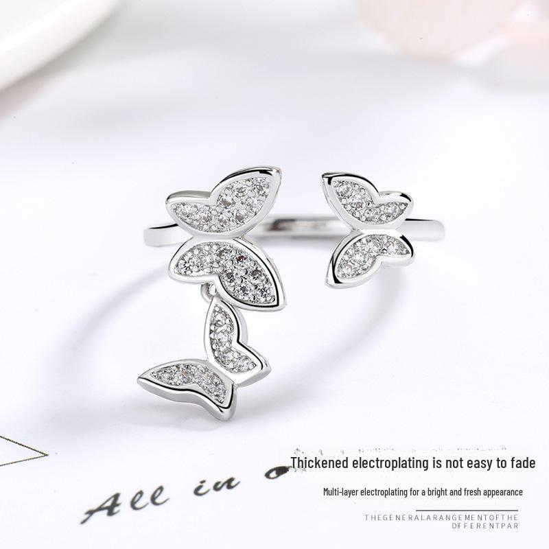 Регулируемое модное кольцо-бабочка Runxin с бриллиантовыми украшениями для женщин