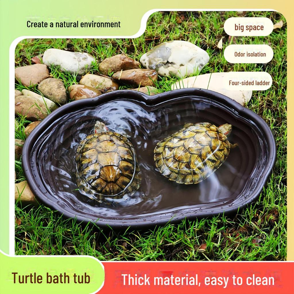 Бассейн с черепахами и черепахами: Полуводная ванна и увлажняющий ползущий декор для мест обитания домашних животных, идеальный ландшафтный домик для разведения животных.