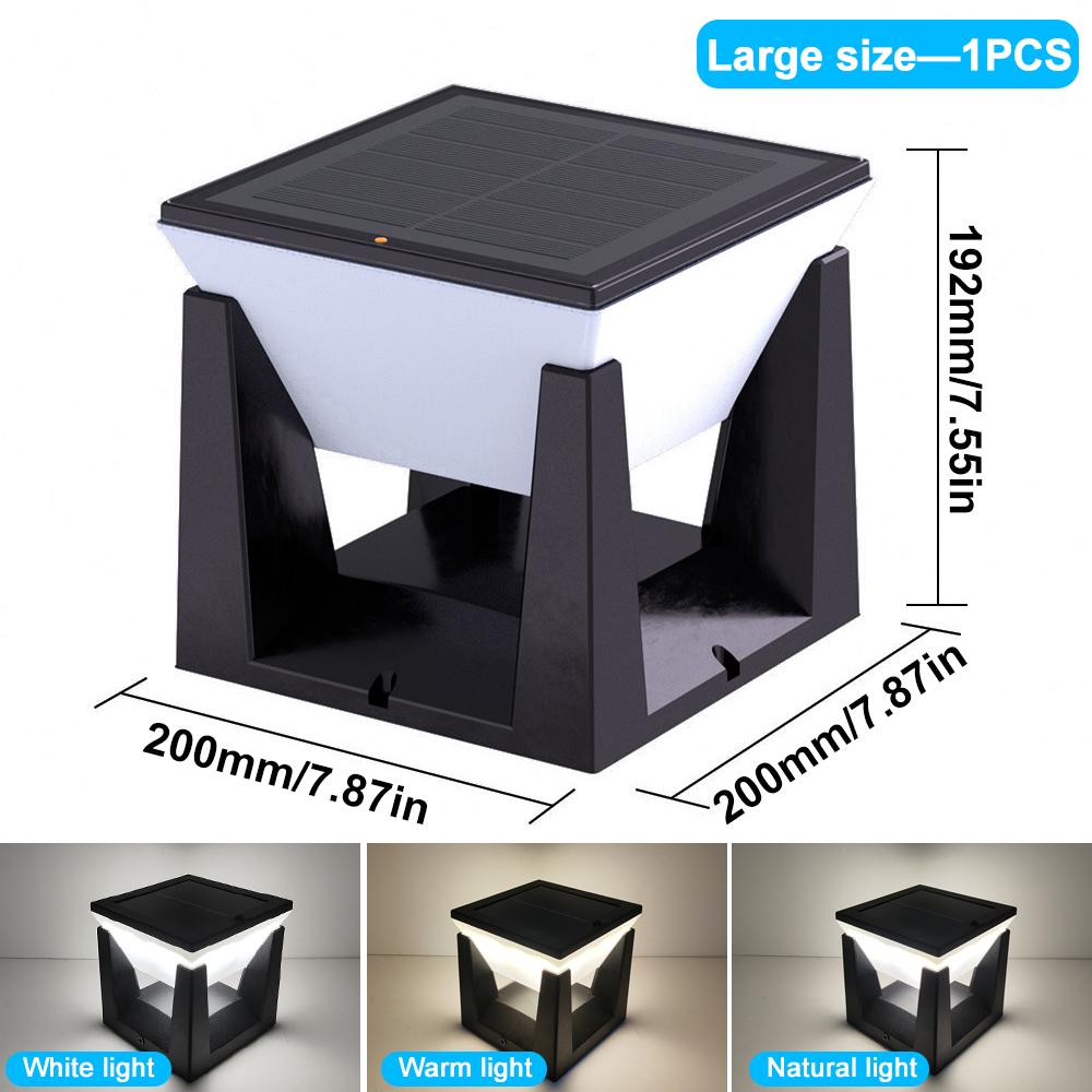 Solar Post Lights Outdoor Solar Pillar Cap Lantern Waterproof 3 Color Mode Fence Post Solar Light Deck Garden Patio Decor