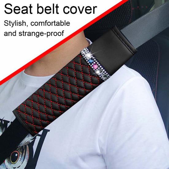 Сияющий декор со стразами, чехол для ремня безопасности, дышащая наплечная накладка из искусственной кожи, удобные автомобильные аксессуары для вождения