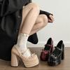 Platform Square High Heel Women's Mary Jane Shoes Fashion Butterfly-knot Shoes Spring Autumn Wedding Party Shoes 2025