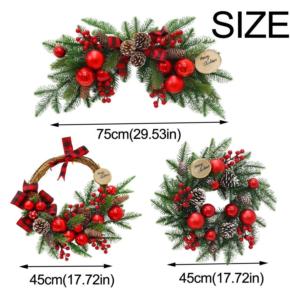 DIY Artificial Christmas Wreath Realistic Pine Cone Wall Hanging Floral Wreath  Household