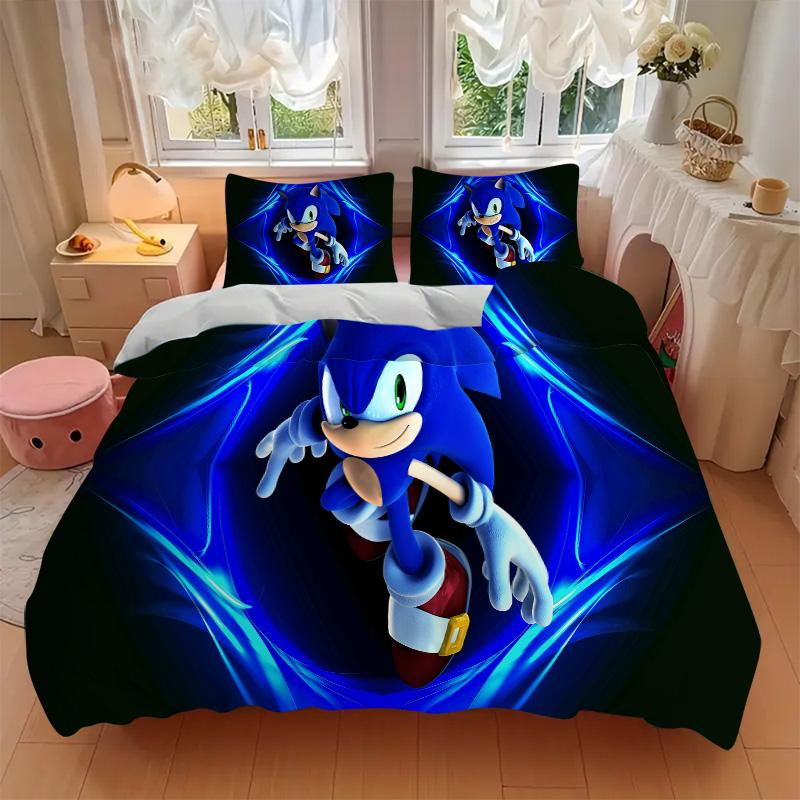 Sonic Adventure Print 3Pcs Bedding Setduvet Cover With 2 Bedropillowcase Home Birthday Gift