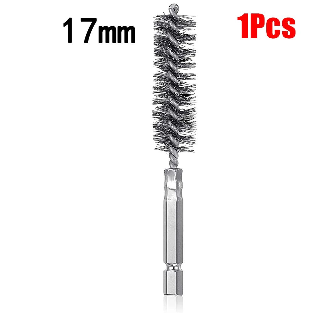 1/6 шт. со стальной щетиной и ручкой, щетка для чистки отверстий из нержавеющей стали для дрели, ударного шуруповерта