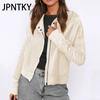 JPNTKY Женская мода Повседневные однотонные с принтом Толстовки и свитшоты с длинным рукавом, капюшоном и застежкой-молнией на воротнике