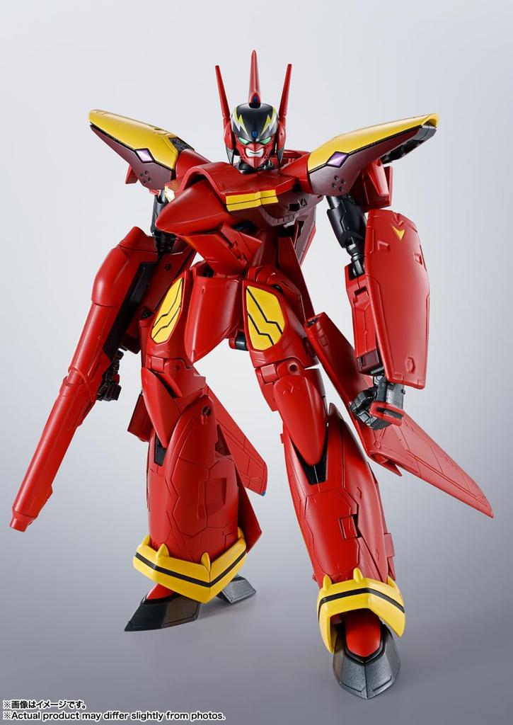 TAMASHII NATIONS HI-METAL R Macross 7 VF-19 Kai Fire Valkyrie, Approximately 150mm, PVC, ABS, and Die-cast Pre-painted Action Figure