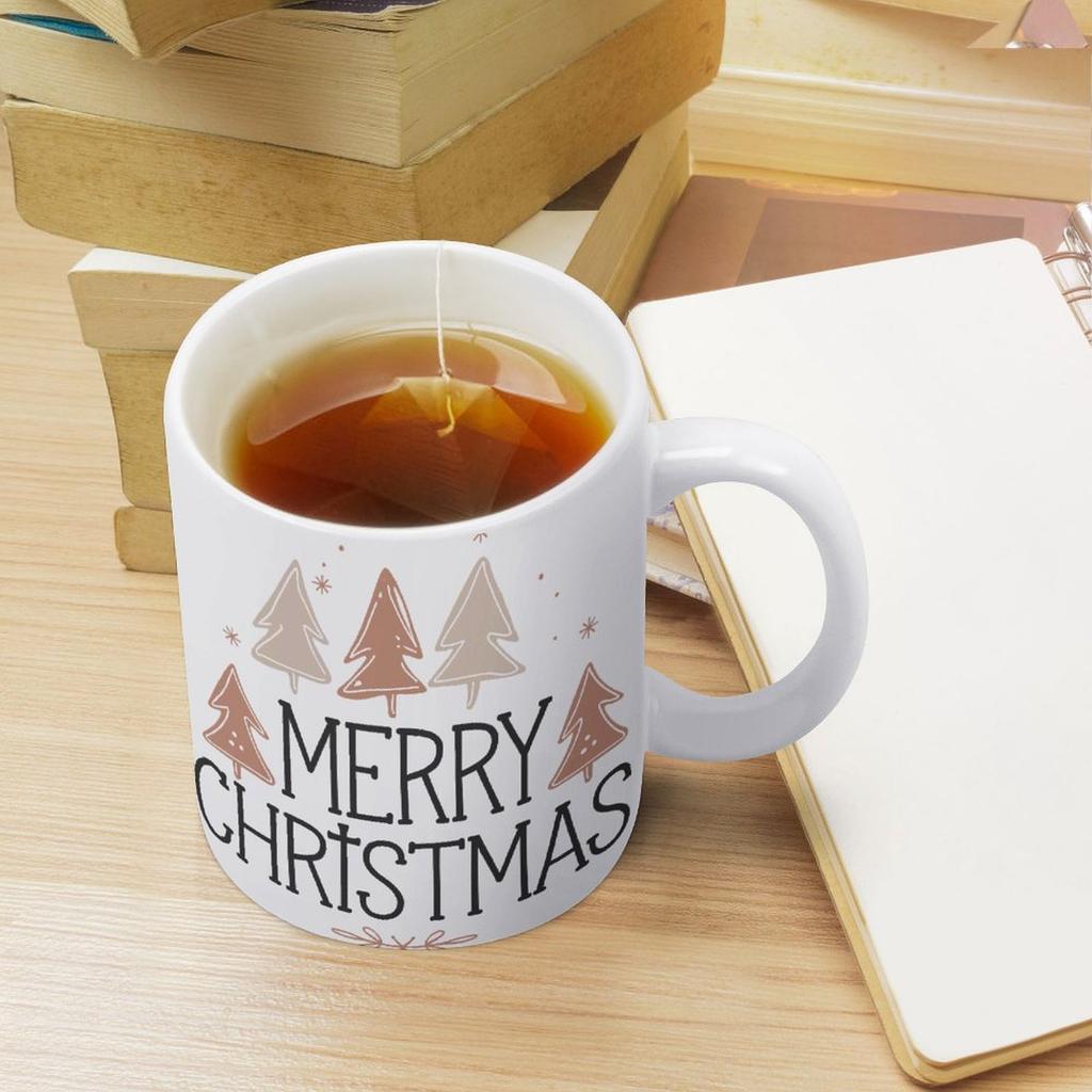 11oz White Ceramic Mug with Smooth Handle and Dual-Side Print, Perfect for Coffee Lovers Enjoying Warm Drinks In Home or Workplace