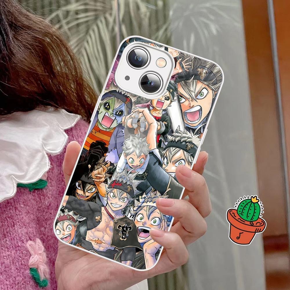 Чехол для телефона Черный клевер Закаленное стекло Для Iphone 14 13 12 11 Pro Mini XS MAX 14Plus X XS XR Fundas