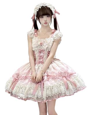 Костюм для косплея Jundakara Lolita, платье JSK с и Французская Морская Принцесса, Корейский Размер L, Набор из 3 предметов, Лента, Оборки, Шнуровка, Милый, Мечтательный,