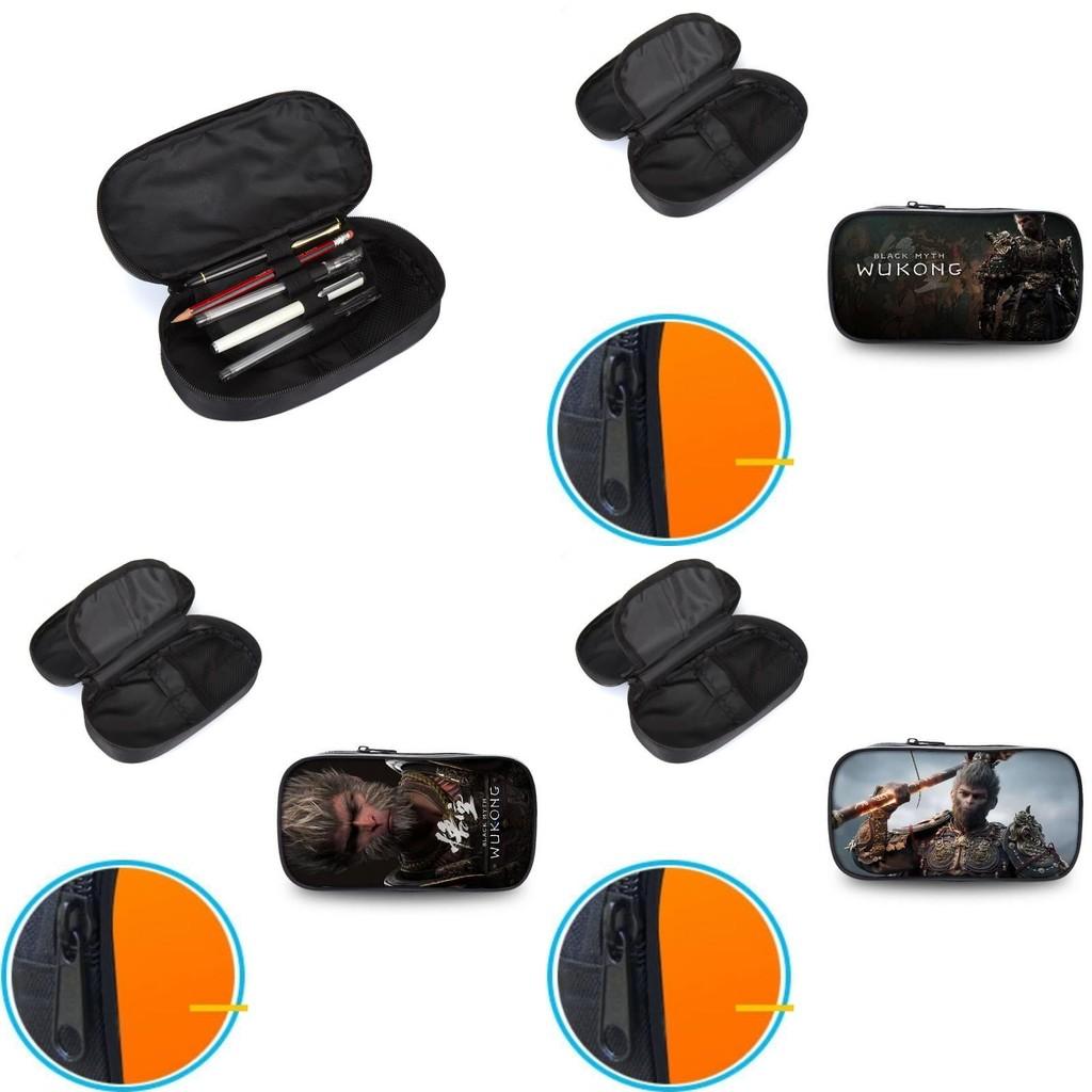 Вместительная черная двухслойная сумка для хранения студенческих вещей с персонажем Укун из «Мифа о черном Укуне», изготовленная из прочной ткани Оксфорд