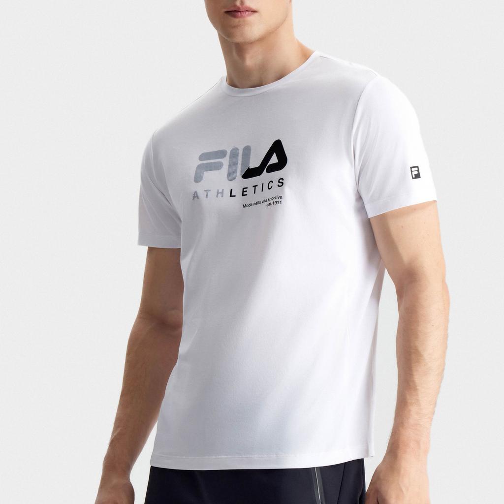 Fila Футболка мужская с коротким рукавом и круглым вырезом Latte Girl 3.0 с принтом логотипа, топы, нефритово-белый A11M321104FWT