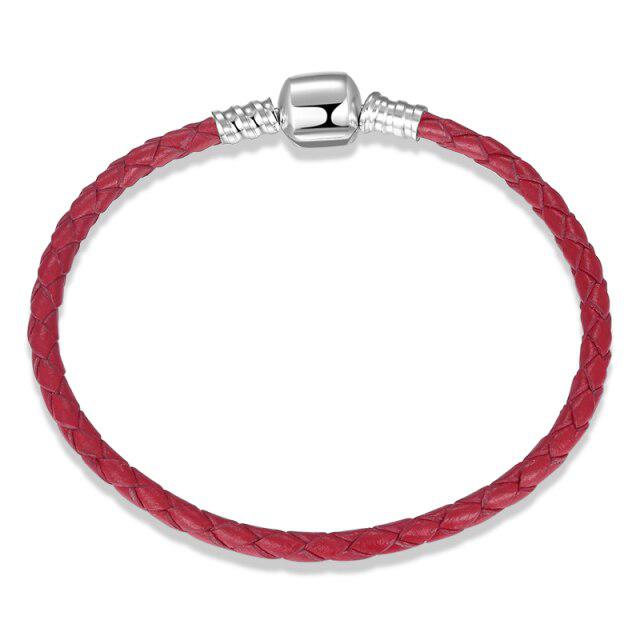 100 %Genuine Brown Leather Rope Bracelets 925 Sterling Silver Women Weave Snake Charms Chain Jewelry Rope Bracelets Diy