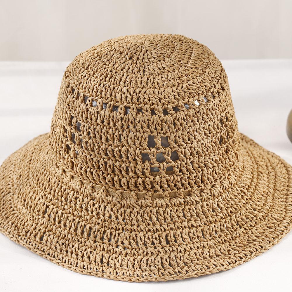 NEW Y2K Beach Korean Straw Hat Summer Women Visor Bucket Hat Fisherman Hat Hand Weaving Panama Girl Fishing Handmade Sun Hats