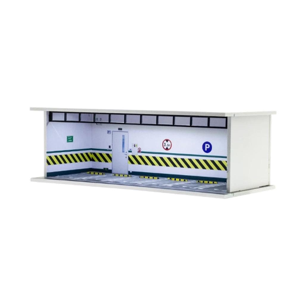 1:Витрина для 64 машинок с сценой, Диорама гаража для фигурок diecast-машинок,