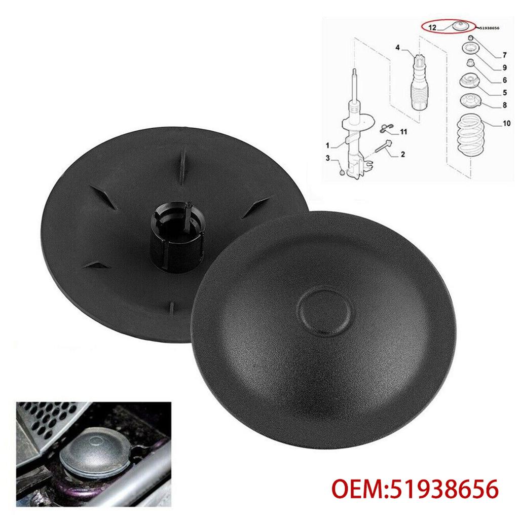 2Pcs Top Shock Absorber Mount Nut Cover Caps for Fiat 500 2007-Onwards / Abarth 51938656 Replacement Accessories Parts