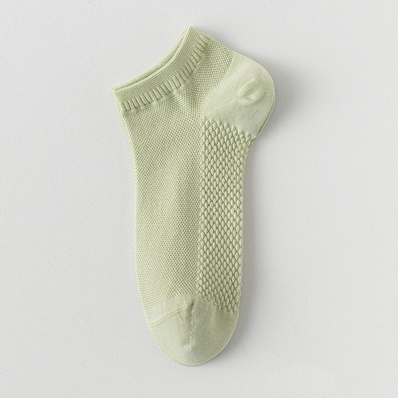 Женские носки-сеточка с низким вырезом для массажа - Антибактериальные, устойчивые к запаху, тонкие весенне-летние носки до щиколотки, универсального однотонного цвета для спорта.