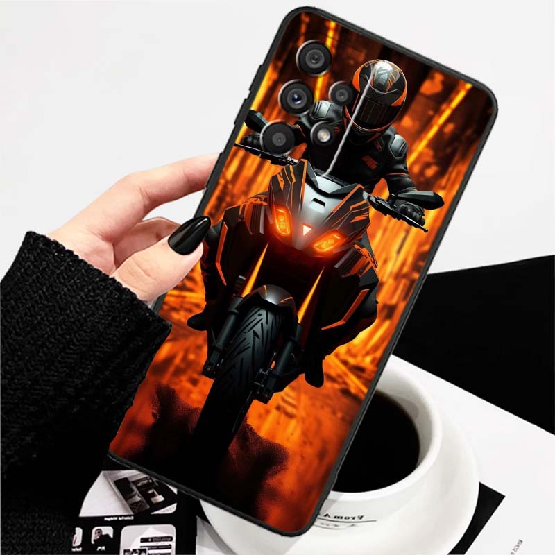 Креативный крутой байкер Для Samsung A73 A72 A71 A55 A54 A53 A52 A51 A13 A22 A16 A15 A12 A14 A26 A07 5G Черный чехол для телефона
