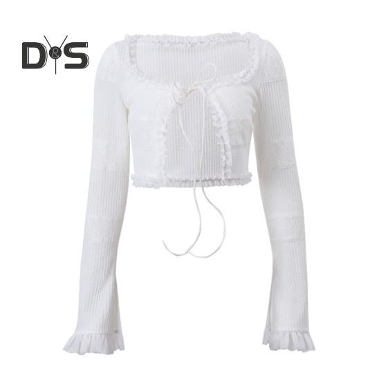 Женский сексуальный комплект из двух мини-юбок с низкой талией, многоуровневая юбка с оборками, короткий расклешенный топ с длинными рукавами и завязками, комплект для вечеринки и клуба