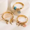 Adjustable Gold Alloy Bracelet with Pearl & Seashell Charms