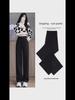 Женские черные брюки с высокой талией и широкими штанинами - повседневные брюки длиной до пола на весну/осень