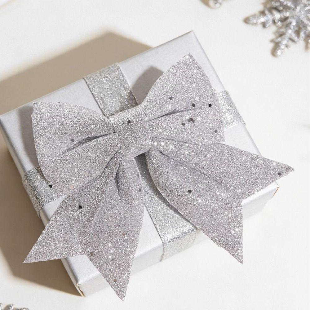 2Pcs Creative Bow Christmas Decorations Sparkling Christmas Hanging Decorations Party Decoration
