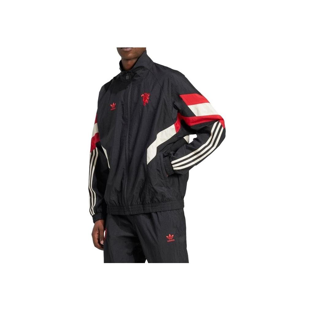 Adidas Manchester United Originals Track Top черный/красный мужской уличный стиль IS6525