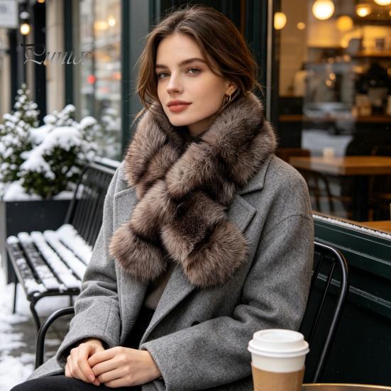 Winter Neck Warmer for Women Faux Mink Wrap Scarf Women, Double-Sided Plush Warmer, Warm Gaiter Autumn Thick Fur Collar, Luxury Soft Thickened