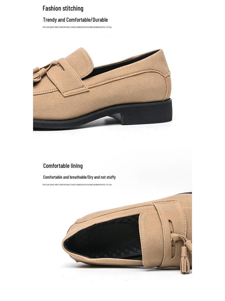 Мужские лоферы с кисточками из матовой кожи больших размеров: Деловые повседневные туфли с острым носком