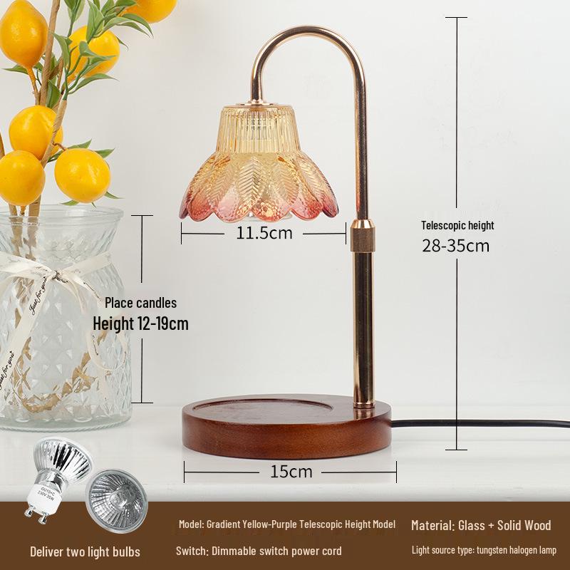 Retro Glass Aromatherapy Wax Melt Lamp - Flameless Scented Bedroom Night Light Desk Decor
