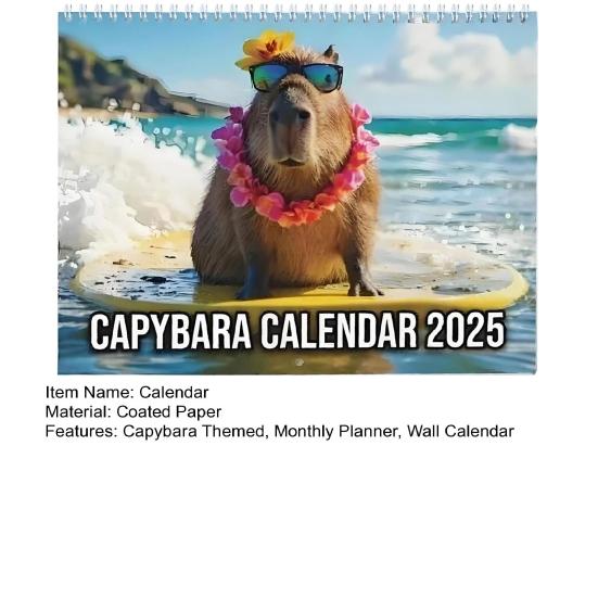 2025 Capybara Wall Calendar 12 Month Planner Capybara Calendar Hanging Animal Monthly Calendar Gift for Capybara Lovers