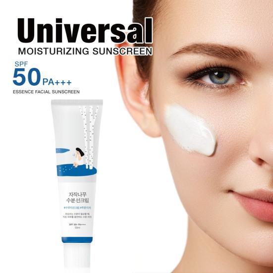 Увлажняющий солнцезащитный крем с березовым соком SPF 50+ Блокирует UVA/UVB-лучи Питает клетки Повышает эластичность 50 мл Солнцезащитный крем для предотвращения морщин для всех типов кожи