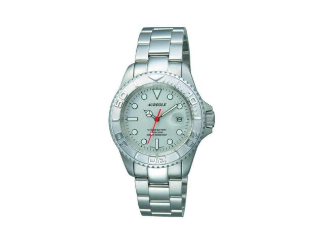 Aureole Watch SW-416M-6 Men's Silver Stainless Steel Band Case Date Indicator