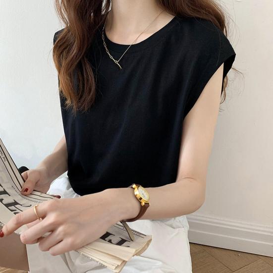 Женская летняя футболка с круглым вырезом и короткими рукавами, однотонная футболка