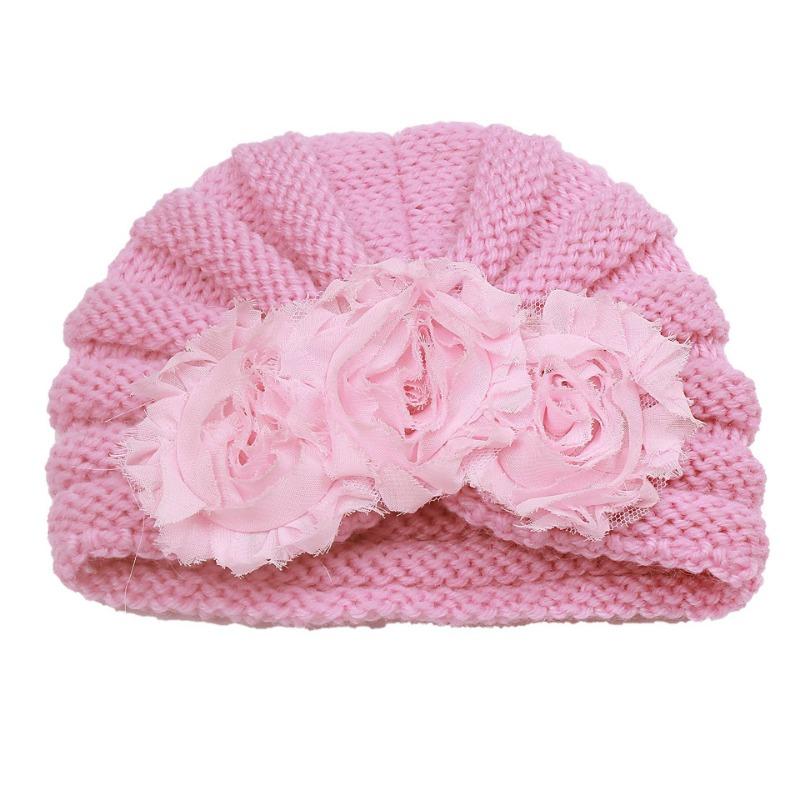 Winter New Baby Headgear Children's Flower Knitted Pullover Cute Warm Baby Hat