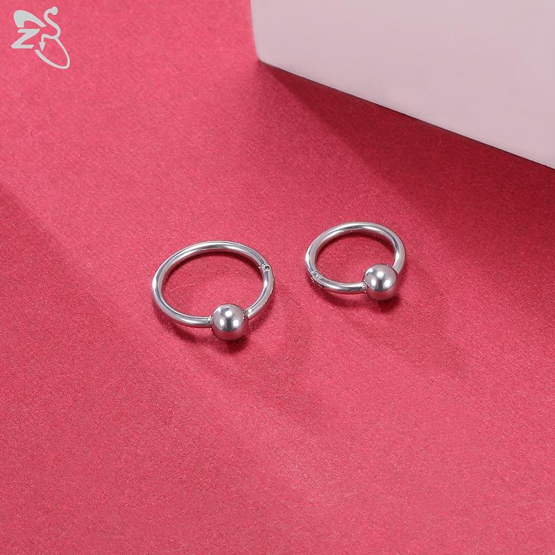 ZS 1 PC Round 316L Stainless Steel Nose Ring Men 16G Septum Clicker 8MM/10MM Punk Rock Ear Helix Septum Rings Piercing Jewelry