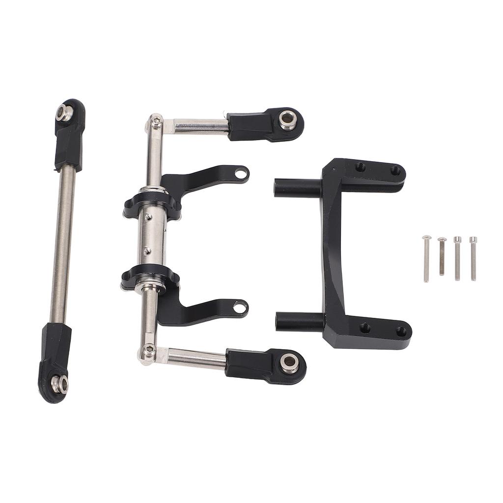 1 10 RC Servo Mount with Hydraulic Steering Link Aluminum Alloy Lightweight Adjustable Damping for SCX10 Models Black