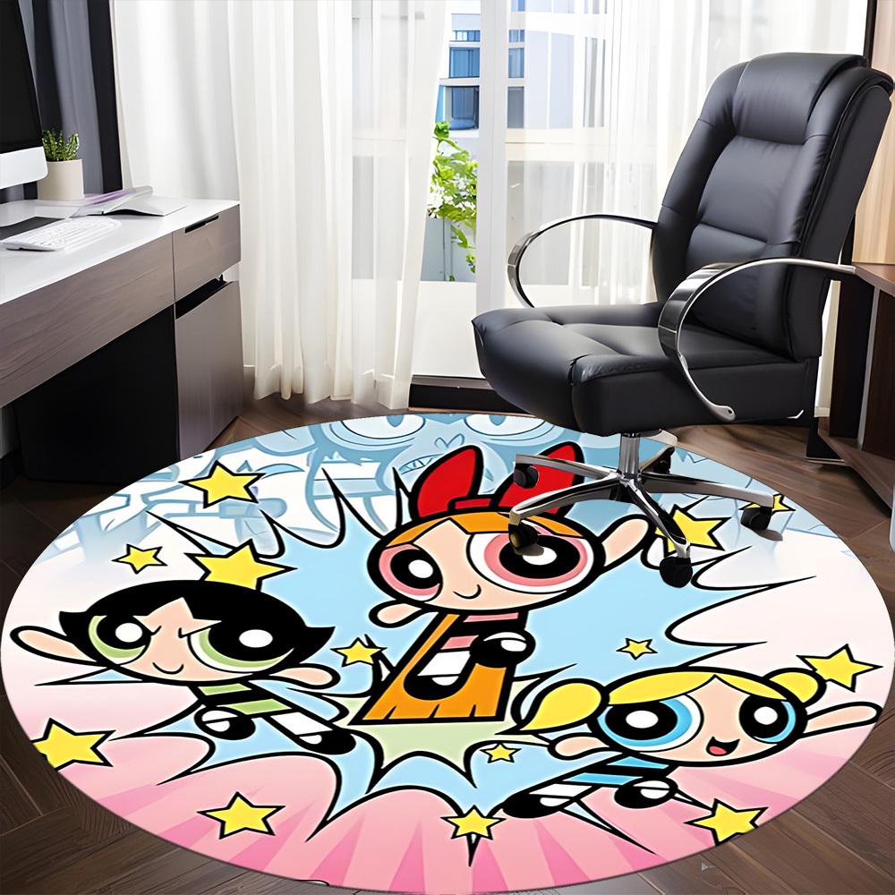 1pc Powerpuff Girls Office Round Area Rug, Under Office Chairs Bedroom Living Room Home Decor, Room Deco, Available in Various Sizes040