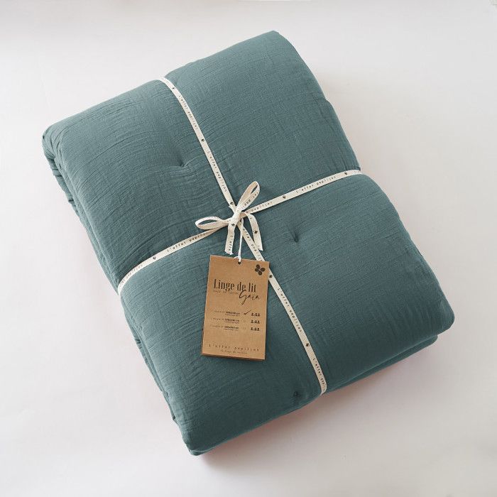 Edredon ou Bout de lit "Gaïa" toutes dimensions "Gaze de Coton" l'Effet Papillon - Gaia Canard - 180 x 240 cm