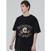 Black Oversized T Shirt with Bravery and Stupidity Skull Graphic for Casual Streetwear Style