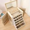 1Pc 6-layer Jewelry Storage Box, Multi-functional Jewelry Storage Box, White and Black PU Leather Ring and Earring Storage Box.