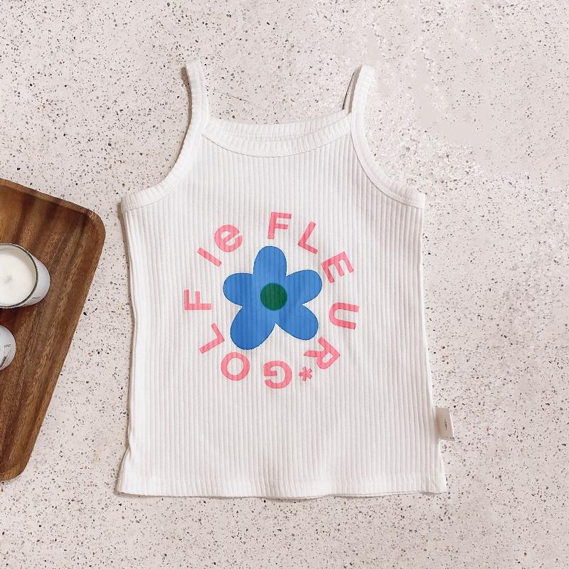 Летний детский свежий детский милый простой жилет без рукавов с принтом ромашки, топ-майка без рукавов для маленьких девочек