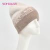 SOMALER Зимние шапки для женщин Теплая вязаная шапка из ангоры Модная шапка-бини с пайетками Толстая длинная шапка-ушанка из кроличьего меха