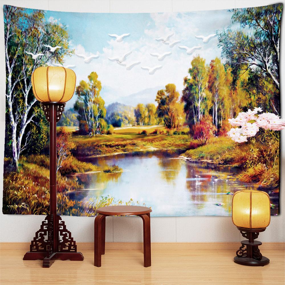 Картина маслом Лавандовый гобелен Настенное растение Богемный хиппи Tapez Скандинавская эстетика Декор комнаты