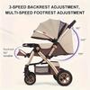 Foldable Baby Stroller Sit & Lie Portable 360° Swivel Front Wheel Trolley Cart Large Two-way Stroller with Sunshade for Infants